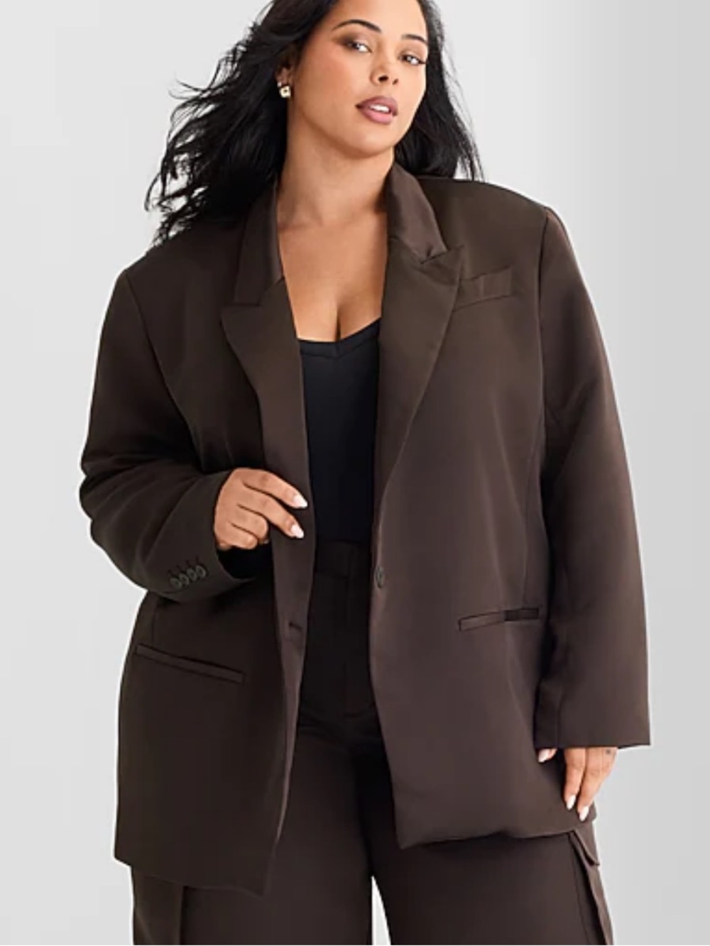 Ashley Graham Satin Womens Plus Relaxed Fit Suit Jacket-Size 4X